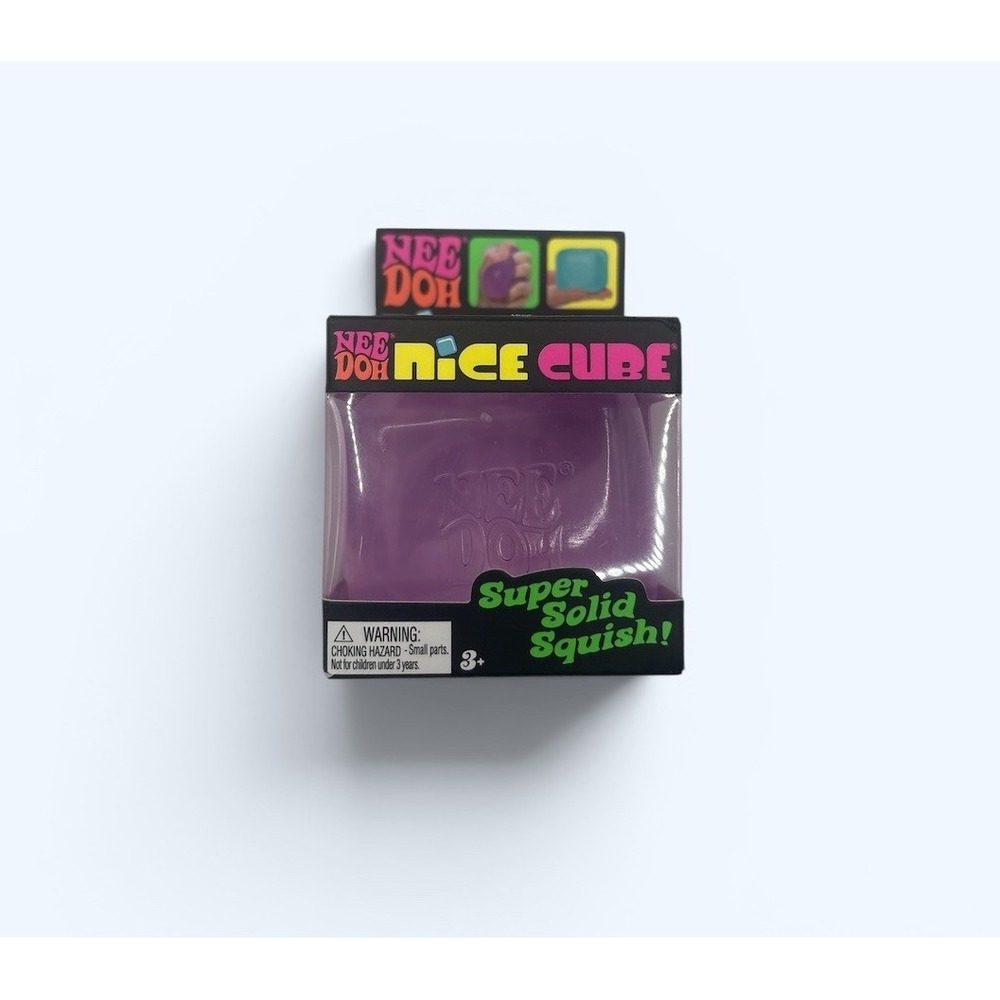 NeeDoh Nice Cube Super Solid Squish Purple Schylling New BOX DAMAGE